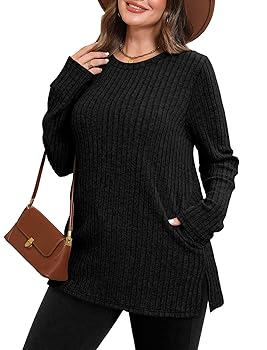 Sampeel Tunic Shirts for Women Crewneck Sweaters Pullover